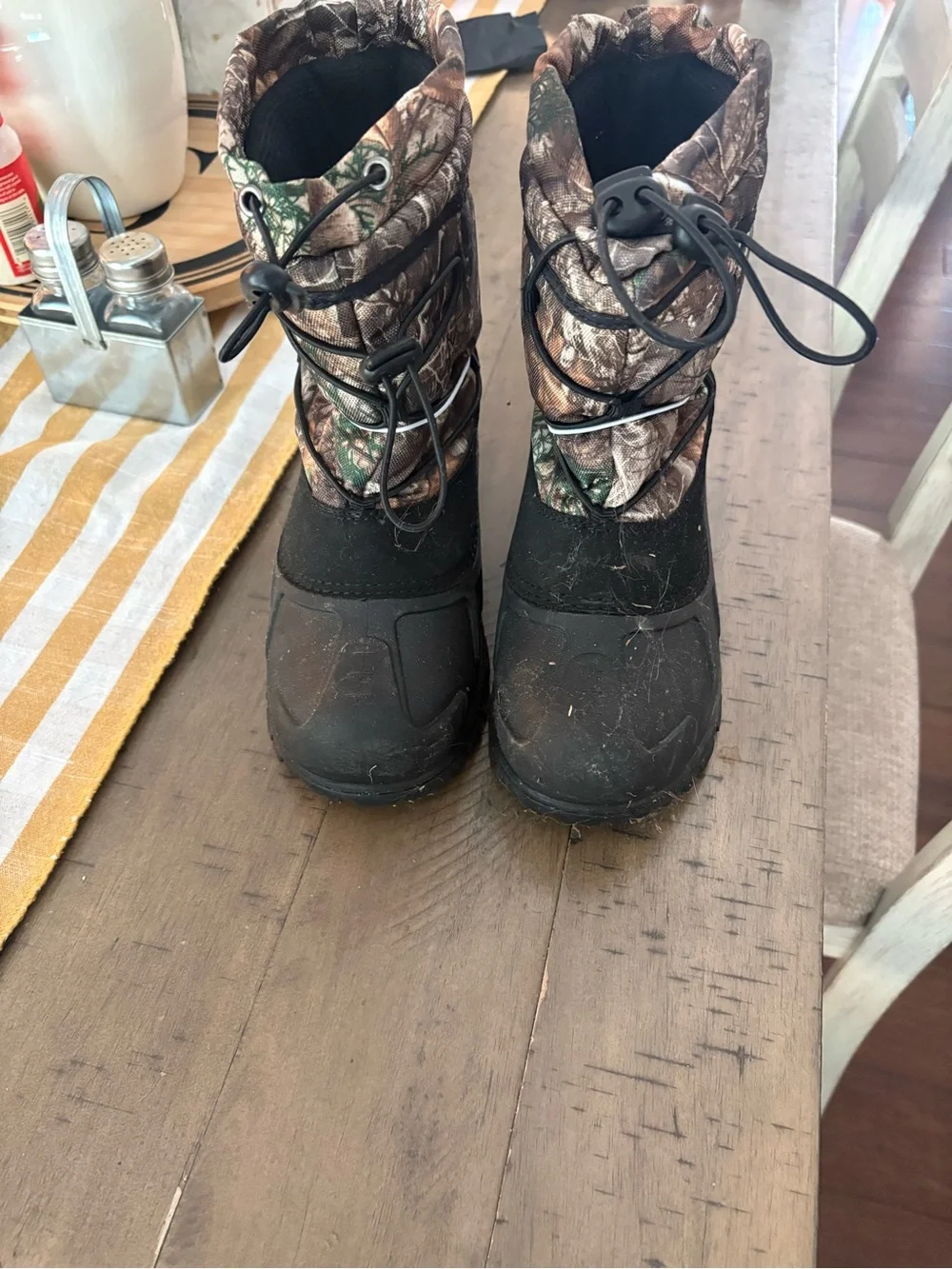 Kids Waterproof Winter Boots - Black with Camo Upper